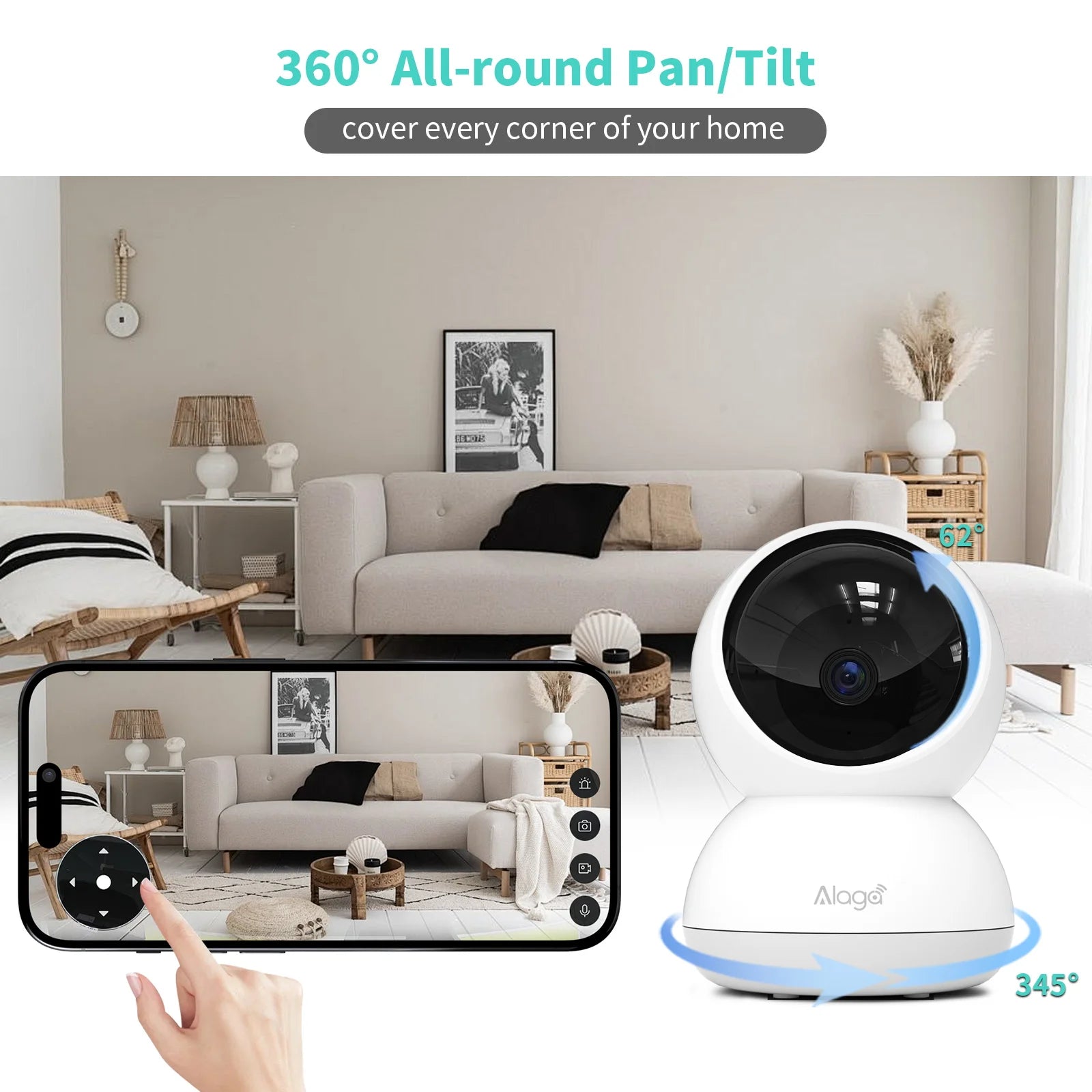 3K Smart Home Security Camera 5G/2.4GHz Wireless WiFi Auto Tracking CCTV Camera 5MP PTZ 2-Way Audio,Night Vision Baby Monitor
