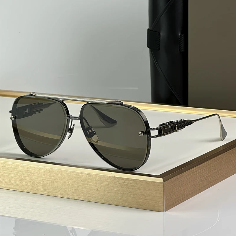 Ins America 281 Big Oversized Style Oval Uv400 Sunglasses Gradient Men and Women Alloy High Quality Punk Eyeglasses with Case