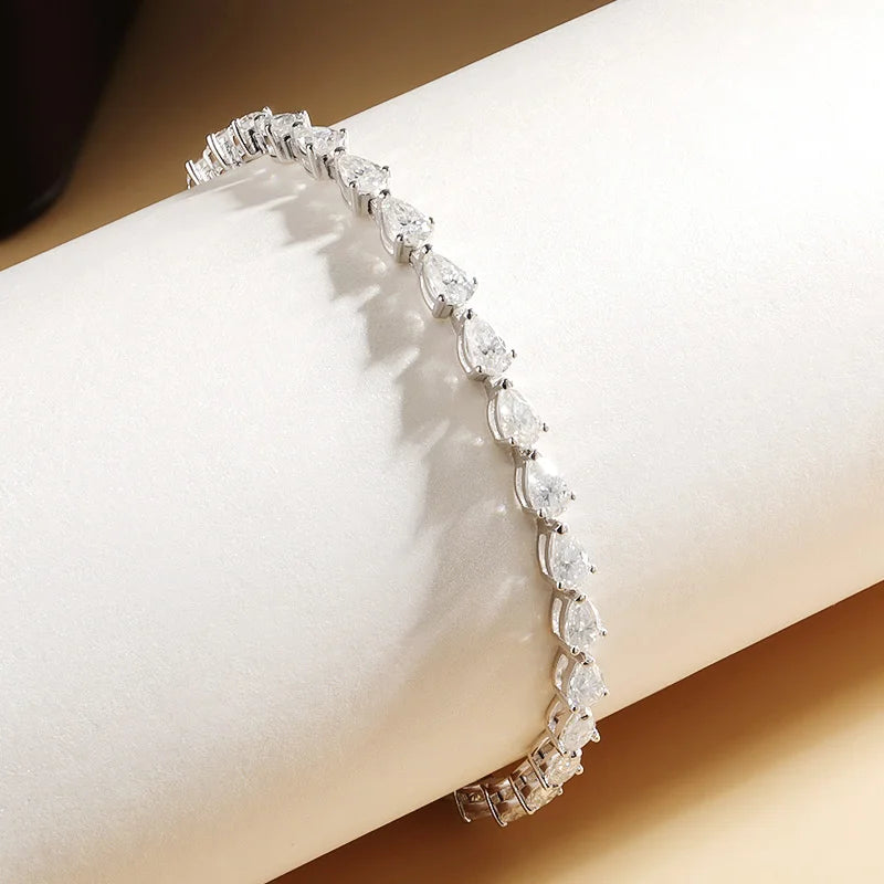 HORRIPAL 3*5MM Pear Shaped Moissanite Tennis Bracelet S925 Sterling Silver Plated with 18K White Gold Fashionable Party Jewelry