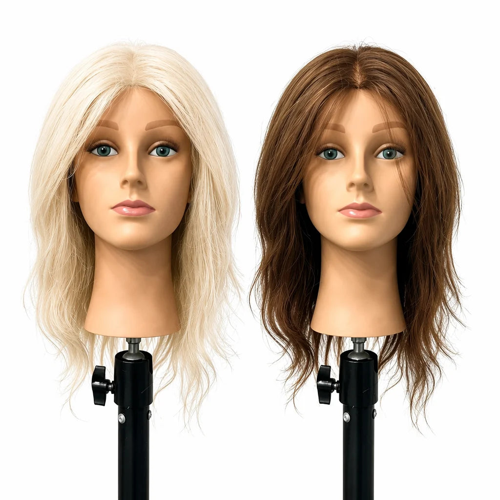 Full Real Hair Salon Practice Head Model Human Model Model Head Wig Head Model, Curly Hair, Dyed Hair