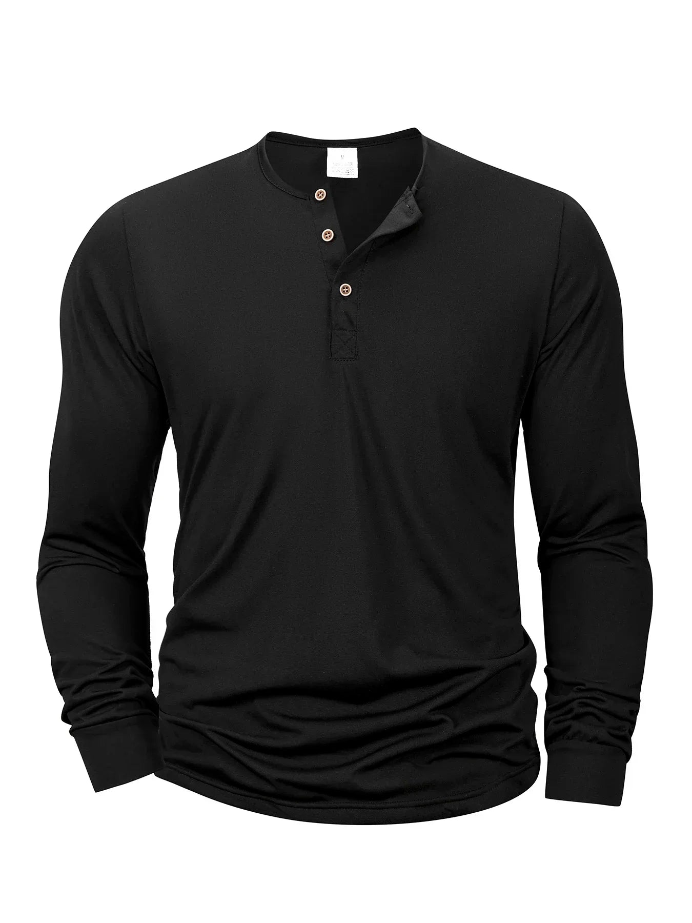 Men Long Sleeved T-shirt Slim Fit Bottoming Shirt Fitness Tops Tees Button Henley Neck Casual Cozy Tshirt