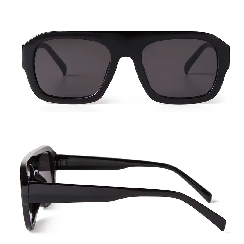 Chic Oversized Women Square Sunglasses Brand Design 2025 Trendy Flat Top Tortoise Shell Blue Lens Sun Glasses Eyewear Female UV
