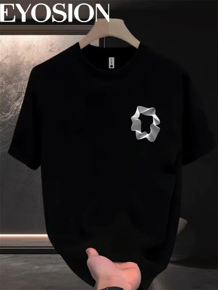 Men T-shirt Summer New Design Geometric Printed Short Sleeved Cotton High Quality Loose Round Neck Half Sleeve Plus Size 4XL