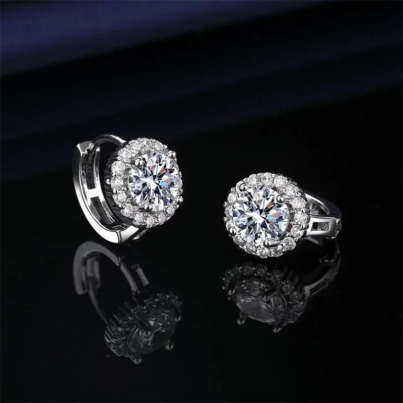 TY 0.5ct 1ct Pink Moissanite Earrings Women S925 Silver Black Blue Green Grey Rainbow Lab Diamond Wedding Studs Earring