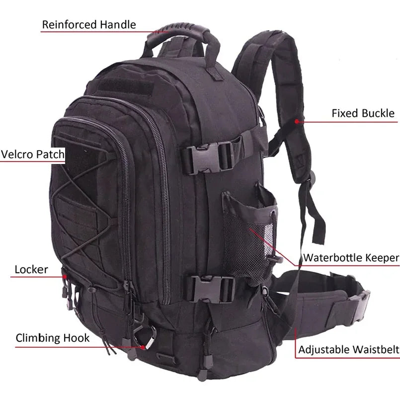 60L Military Tactical Backpack Army  Assault Rucksack Outdoor Travel Hiking Rucksacks Camping Hunting mochila hombre