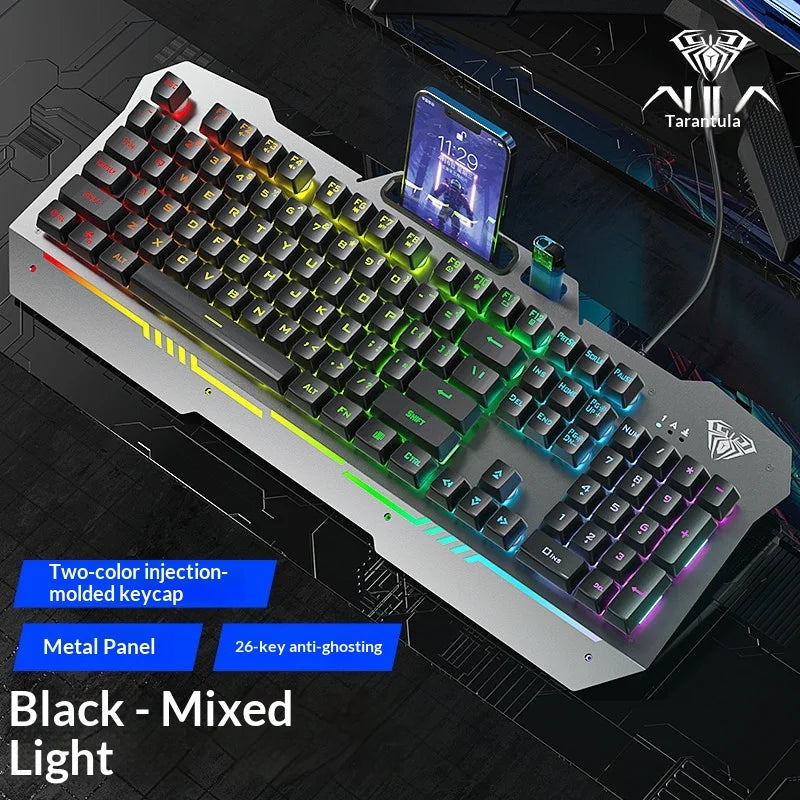 F3010 Mechanical Feel Wired Keyboard Ergonomic Design for Gaming Office Laptop Desktop Computer Home Adult