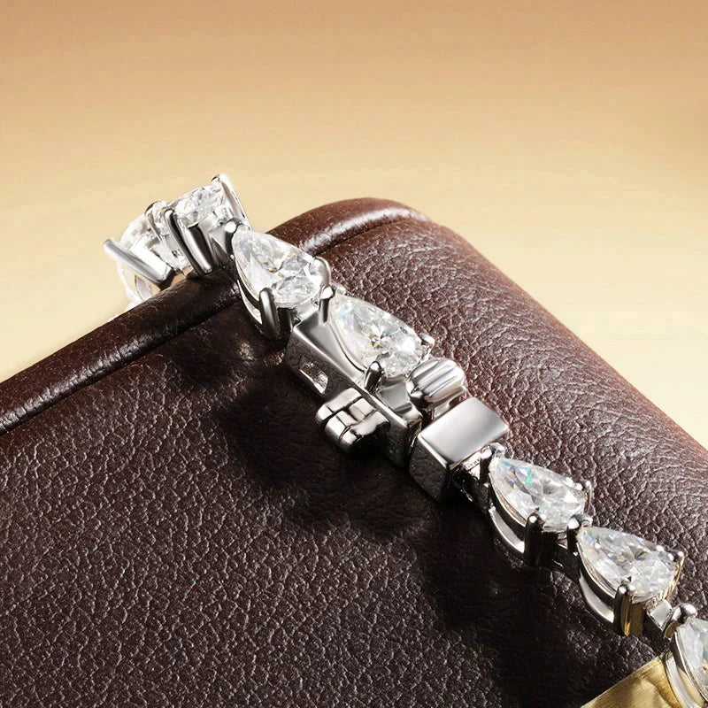 HORRIPAL 3*5MM Pear Shaped Moissanite Tennis Bracelet S925 Sterling Silver Plated with 18K White Gold Fashionable Party Jewelry