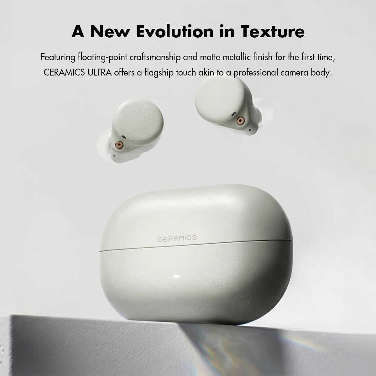 ROSESELSA Ceramics Ultra True Wireless Earbuds, 50dB Hybrid ANC Earphones,4 Mic AI Call, Hi-Res LDAC/LHDC Audio, HR+ Planck Driv