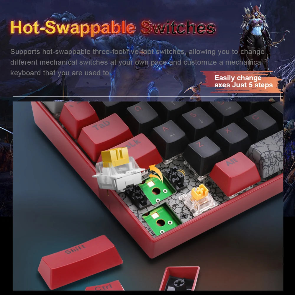Blizzard YGM1 USB Wired Mechanical Gaming Keyboard 89 Keys detachable cable Gamer for Laptop pc Computer
