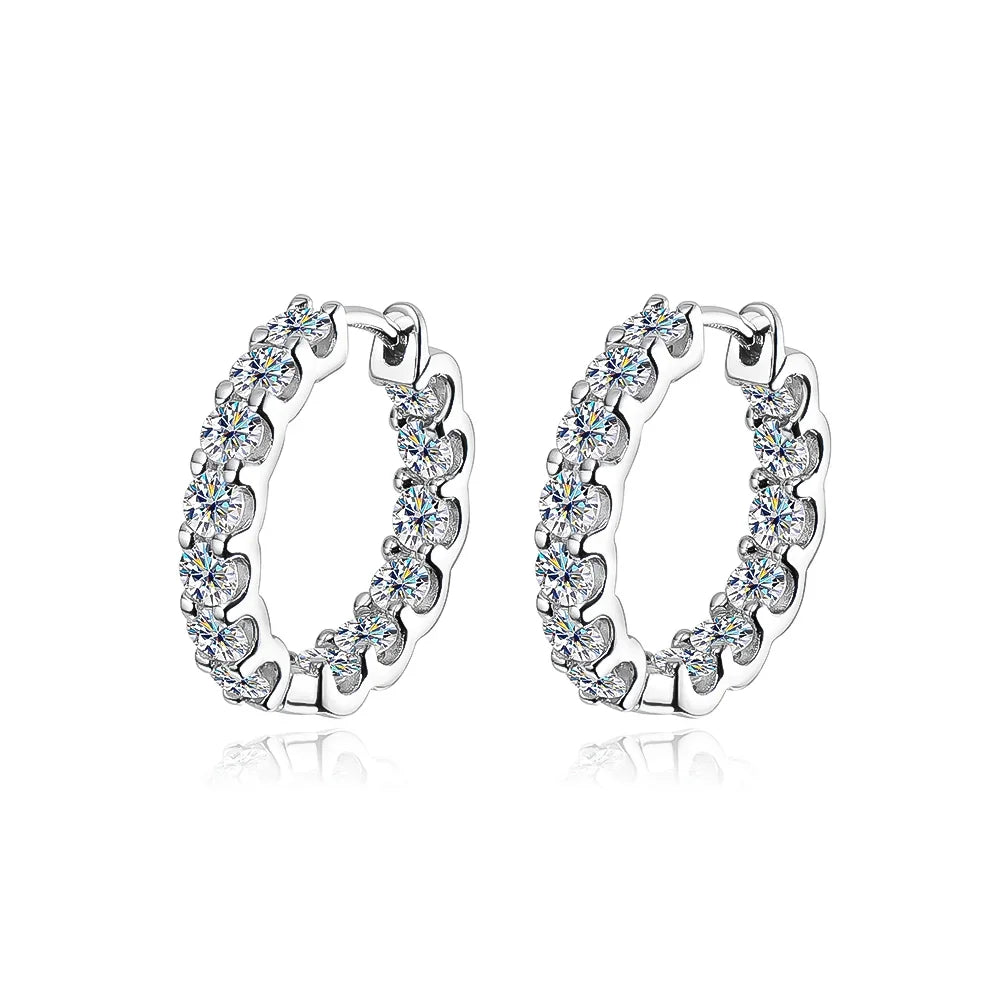 3mm Full Moissanite Hoop Earrings for Women Sparking D Color Lab Diamond 925 Sterling Silver Earring Party Wedding Jewelry Gifts