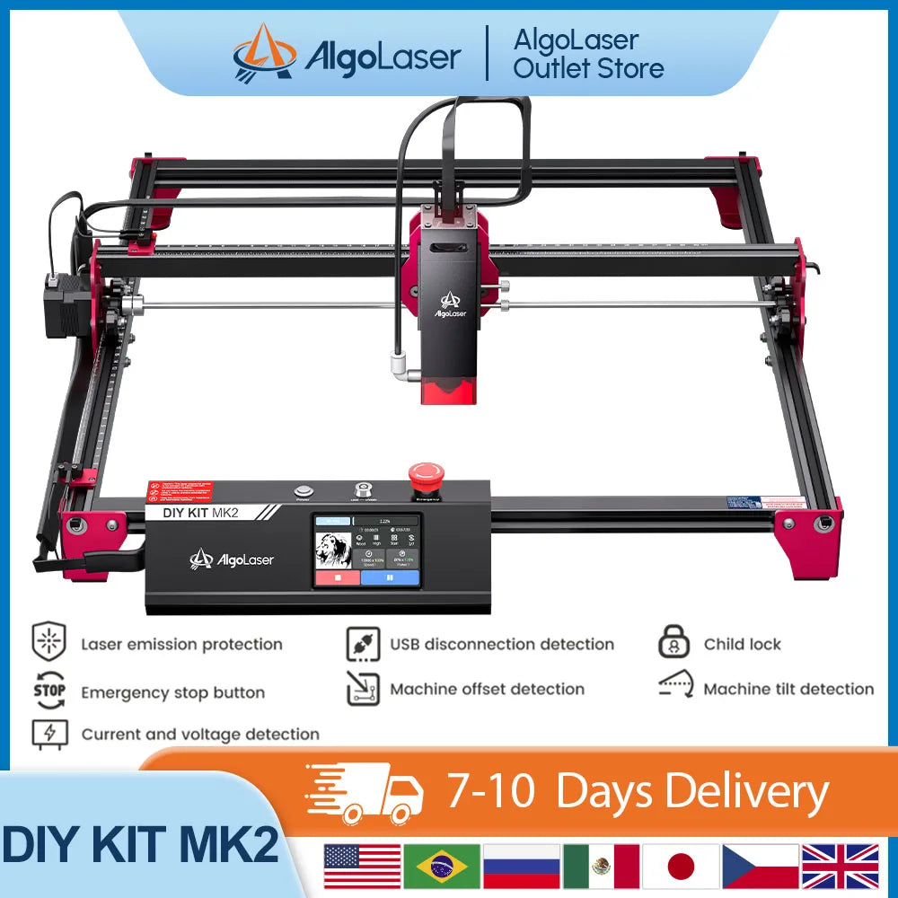 Algolaser DIY KIT MK2 Powerful Laser Engraver Cutter Tools Metal Glass Wifi/PC Wood CNC Lase Engraving Cutting Machine Printer