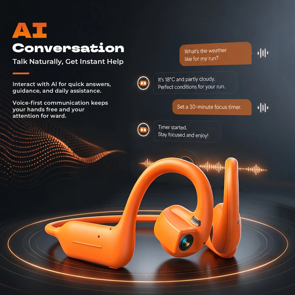Bone Conduction Bluetooth Earphones 8MP HD Camera  Wireless Earbuds AI Assistant Translation Object Recognition Headphones E12
