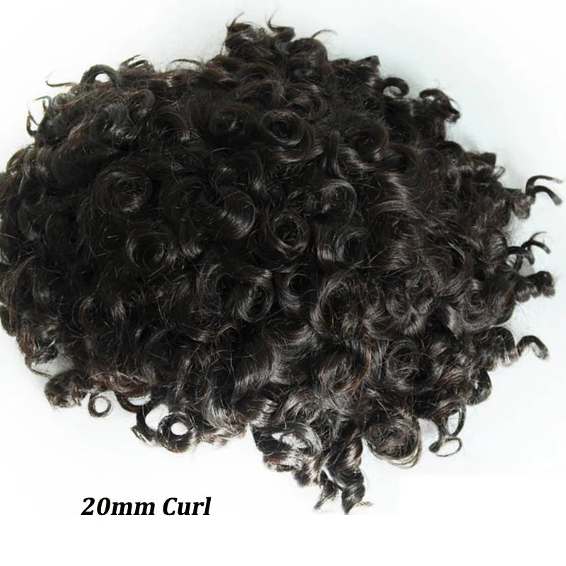 4mm Wave Afro Human Hair Wigs for Men Thin Skin Curly Male Toupee Human Hair PU 0.14cm Man's Wigs Capillary With Knots Natural