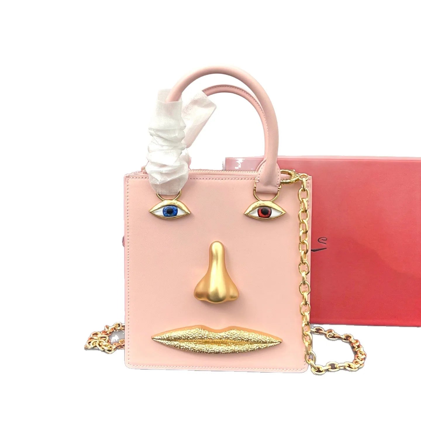 Genuine Leather Real Leather Version of Devil's Eye Deluxe Bag Fashion Designer Pink Yellow Square High Quality Trend Jewelry