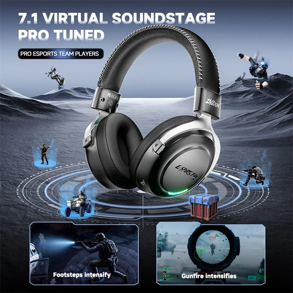 HaaYot Professional Wireless Gaming Bluetooth 6.0 Headset,7.1 Virtual Surround Sound,Low Latency 15ms for PC,PS5,Mobile,Switch