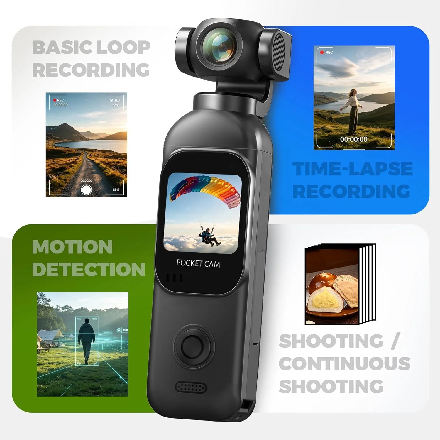 Svnouh 1080P Vlogging Camera with 270° Rotating Lens with Touch Screen Pocket Camera with Audio & Video Recording for Daily Life