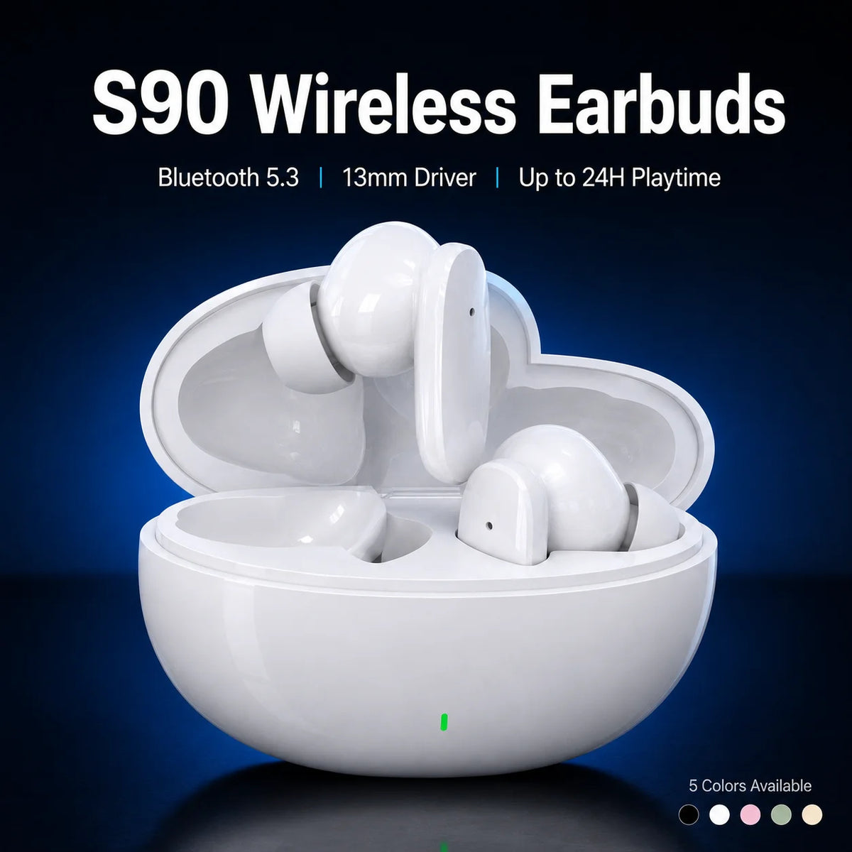 Wireless Earbuds Bluetooth 5.3 with Mic, 13mm Driver, Smart Touch, 24H Playtime, Compatible with Phones Tablets Laptops Headset