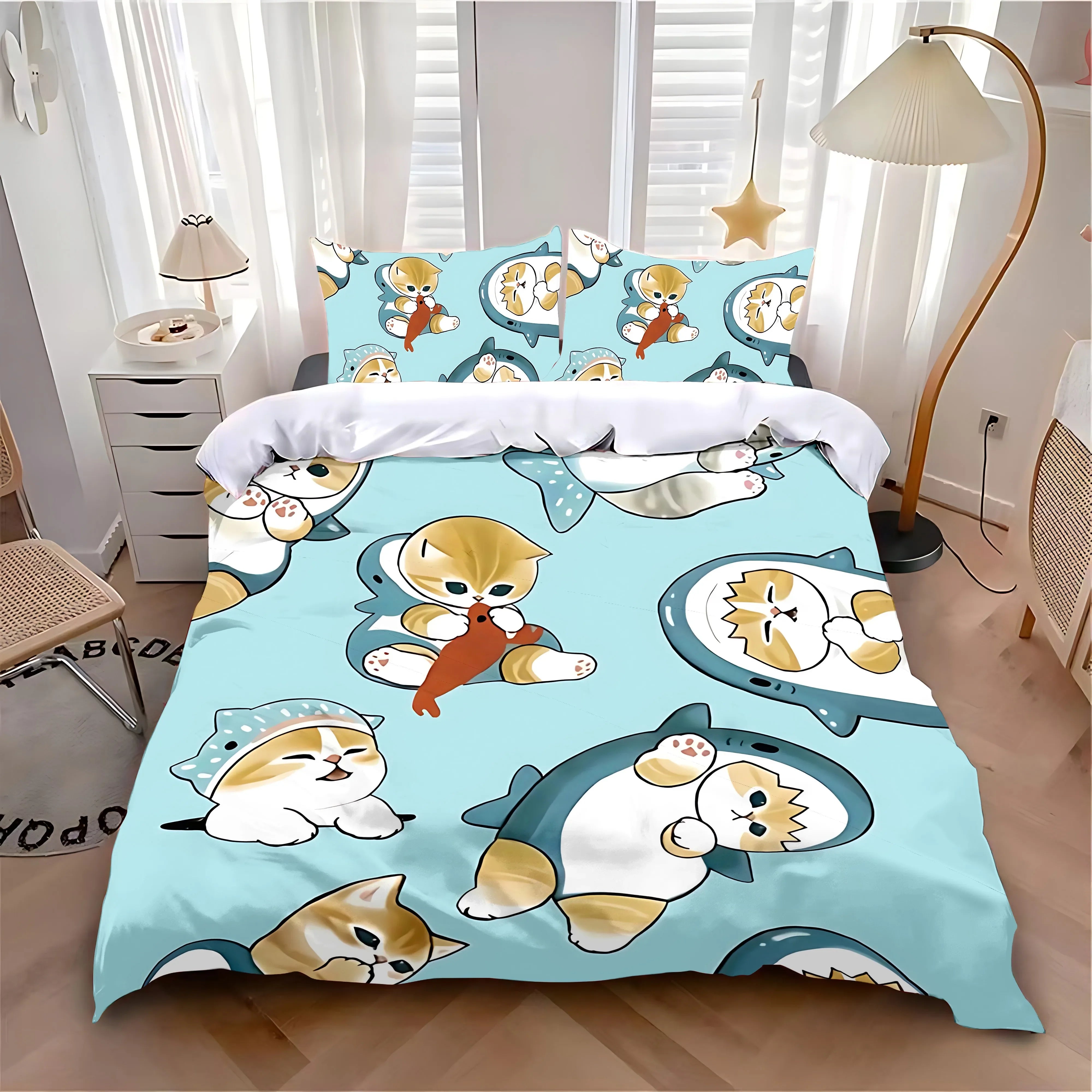 New Duvet Cover Pillowcase Bedding Set Hot Cute M-MofusandS Adult Boy Girl Bedroom Decoration Children Single Double Large Size