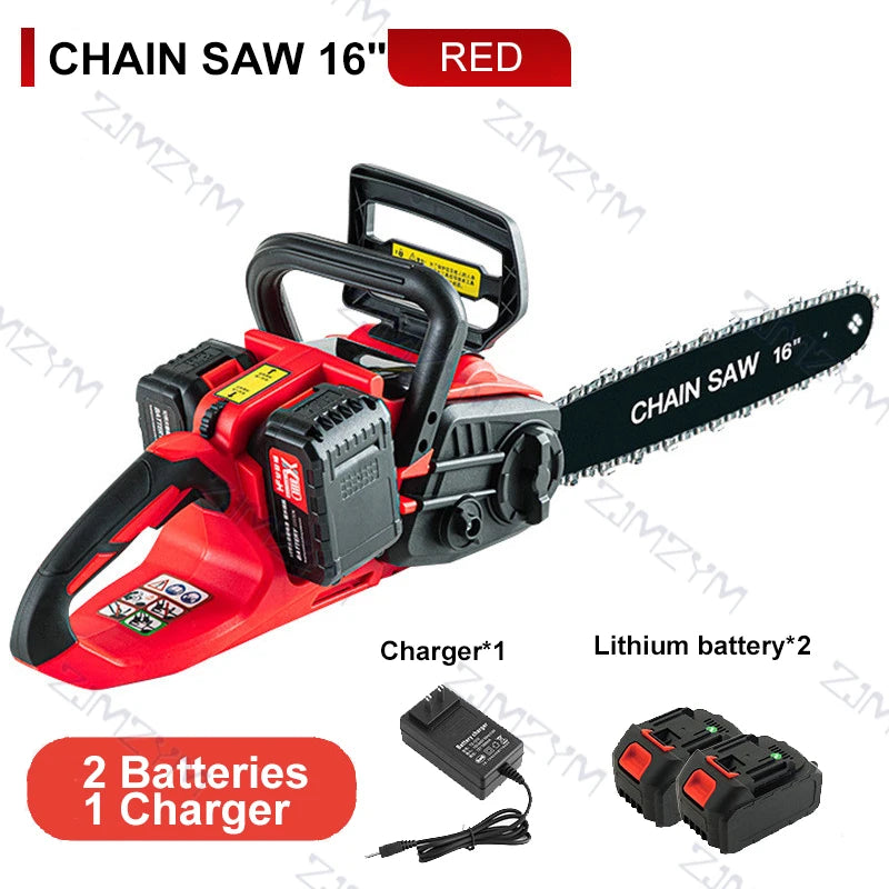 16 Inch Brushless Cordless Electric Chainsaw Rechargeable Handheld Cutter Woodworking Tools for Gardener Power Tools