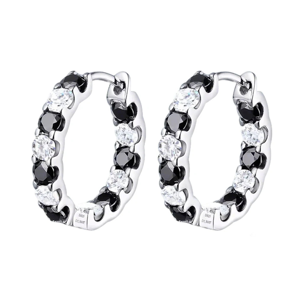 3mm Full Moissanite Hoop Earrings for Women Sparking D Color Lab Diamond 925 Sterling Silver Earring Party Wedding Jewelry Gifts