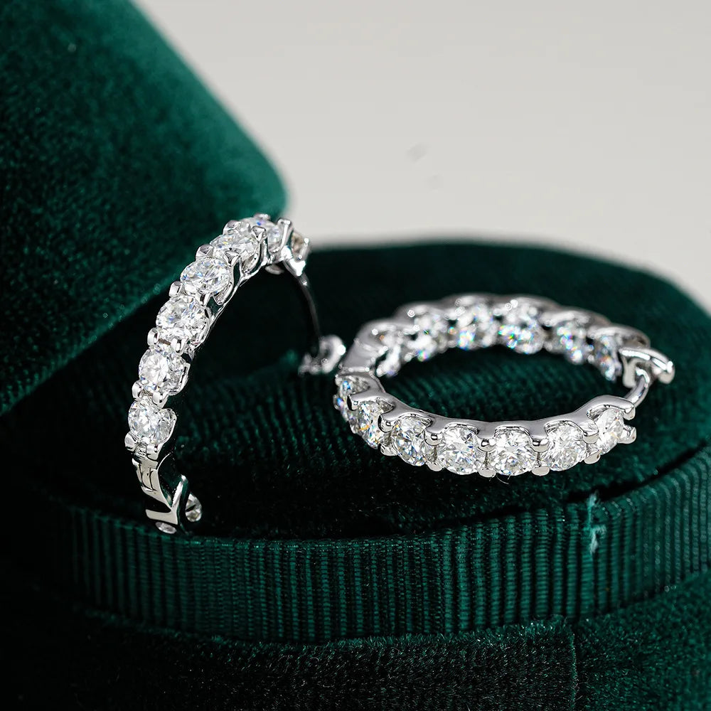 3mm Full Moissanite Hoop Earrings for Women Sparking D Color Lab Diamond 925 Sterling Silver Earring Party Wedding Jewelry Gifts