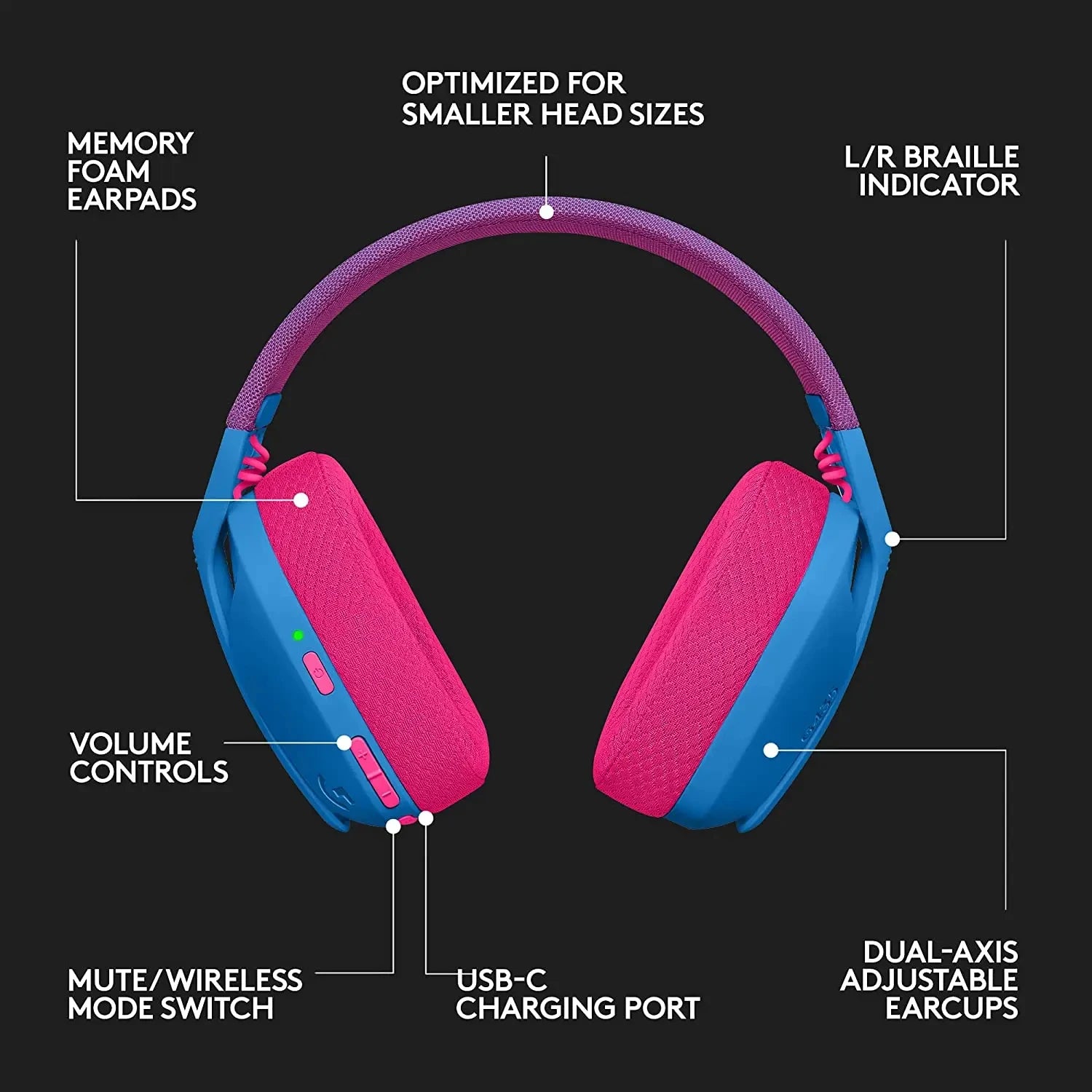 Logitech G435 wireless gaming headset with Bluetooth virtual surround sound, low latency, long battery life, comfortable to wear