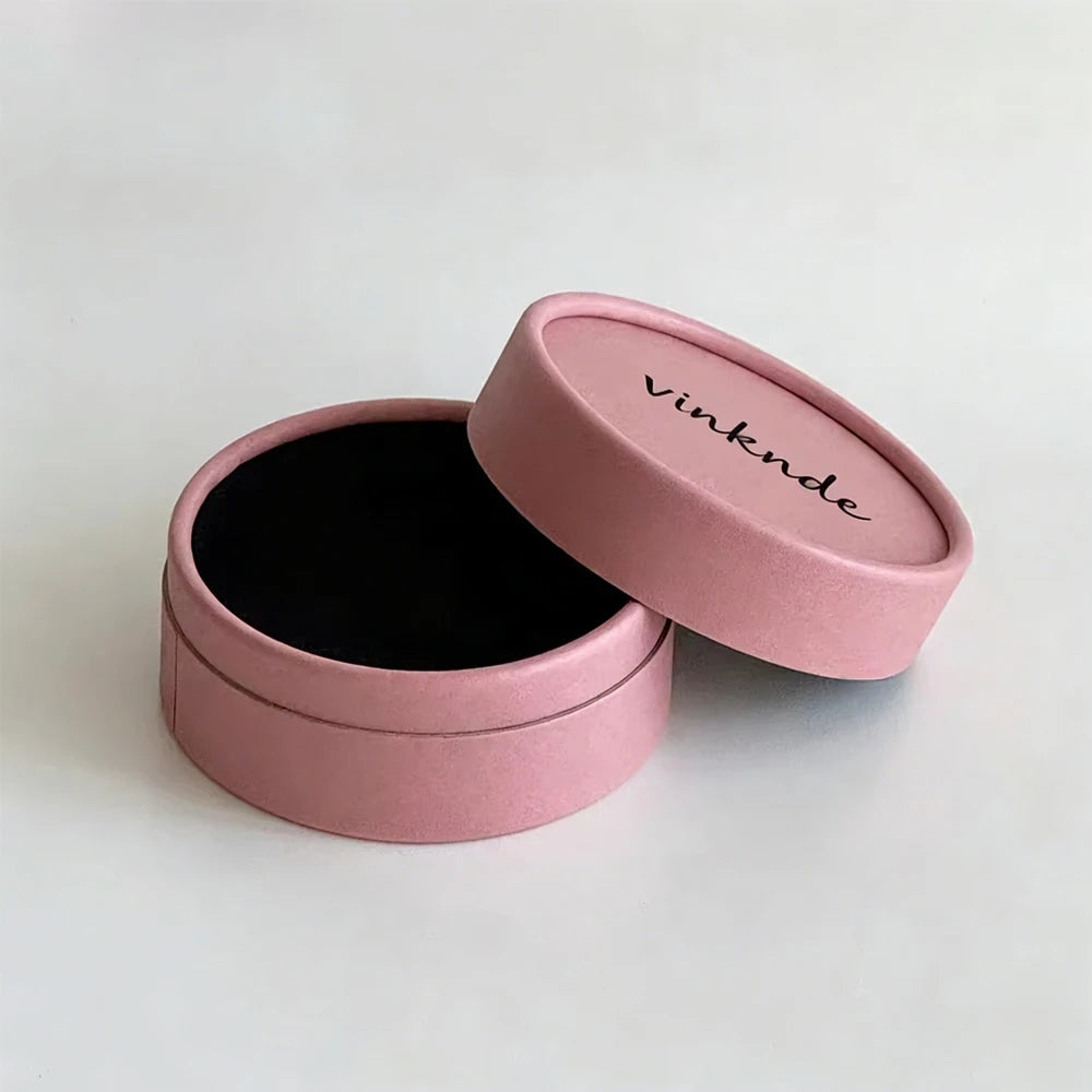 50Pcs/Lot 10x5cm Custom Logo Rigid Cylinder Gift Packaging Boxes for Jewelry Necklace Earrings Keychina Brooch Paper Round Box