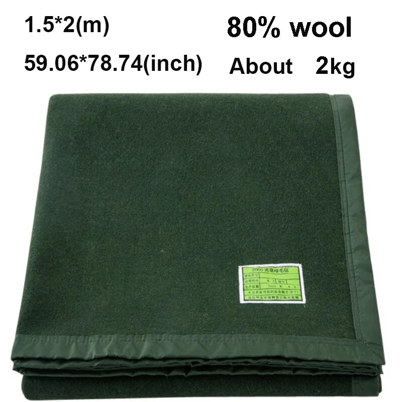 60/80/100% Wool Blankets 1.5*2m Warm Comforter Dark Green Wool Blanket For Winter Adult Children Camping Sofa Dormitory Bedding