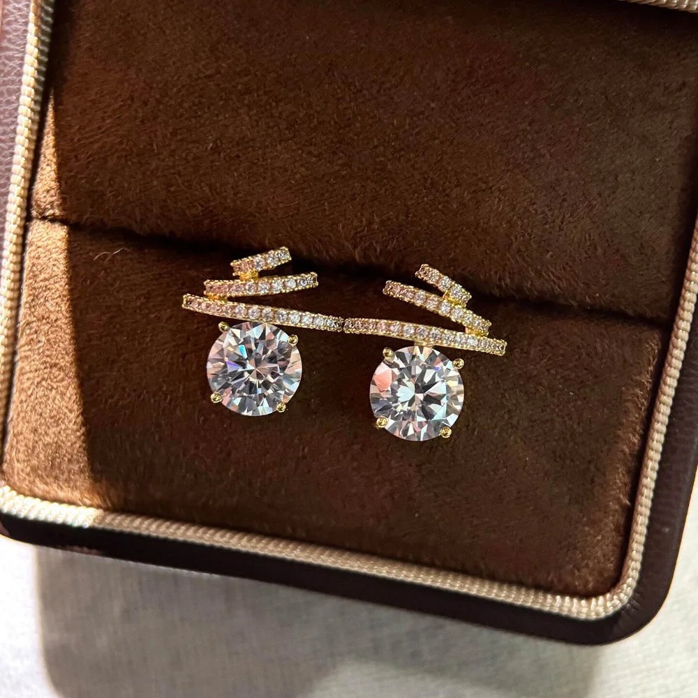 GXTRS 4CTTW Real Moissanite S925 Silver Stud Earrings For Women Sparkling Lab Diamond Wedding Party Ear Studs Fine Jewelry Gifts