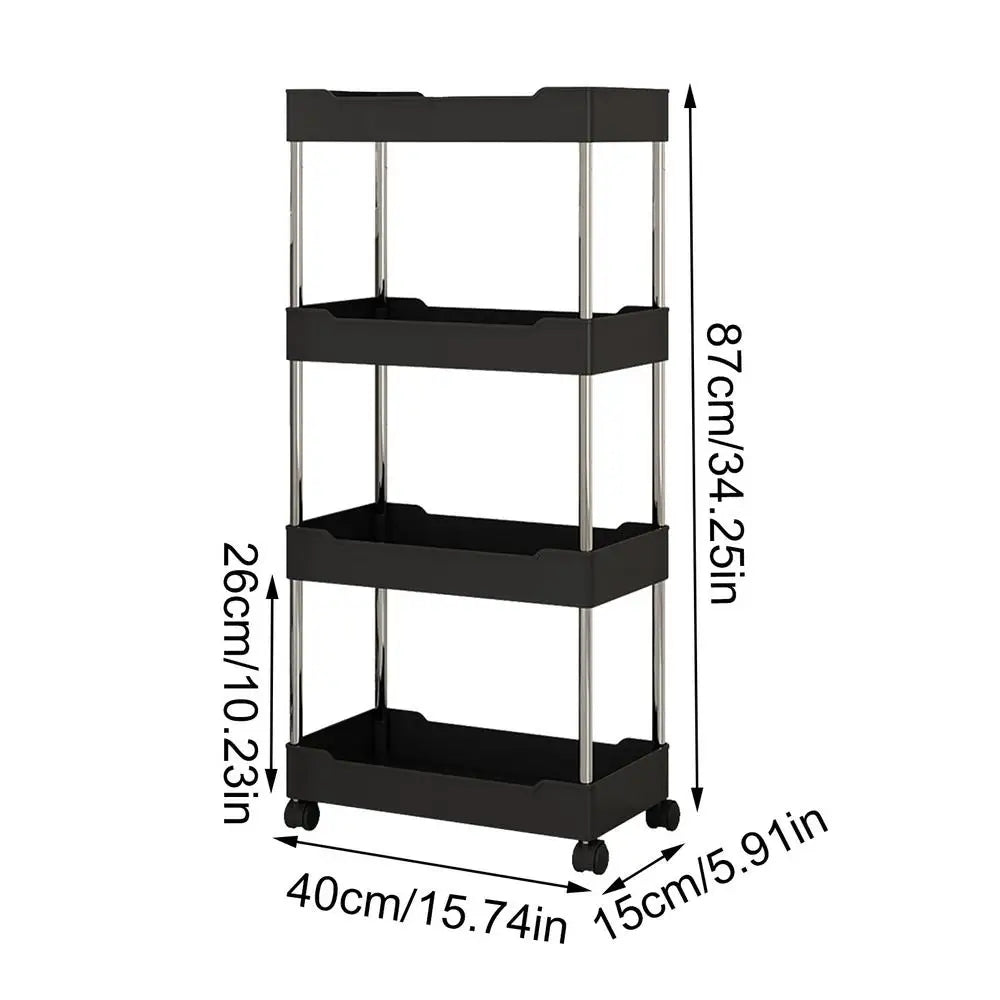 Storage Organizer With Wheels 3/4 Tier Organizer Utility Cart With Wheels Hollow Design Storage Shelves For Kitchen Work Area