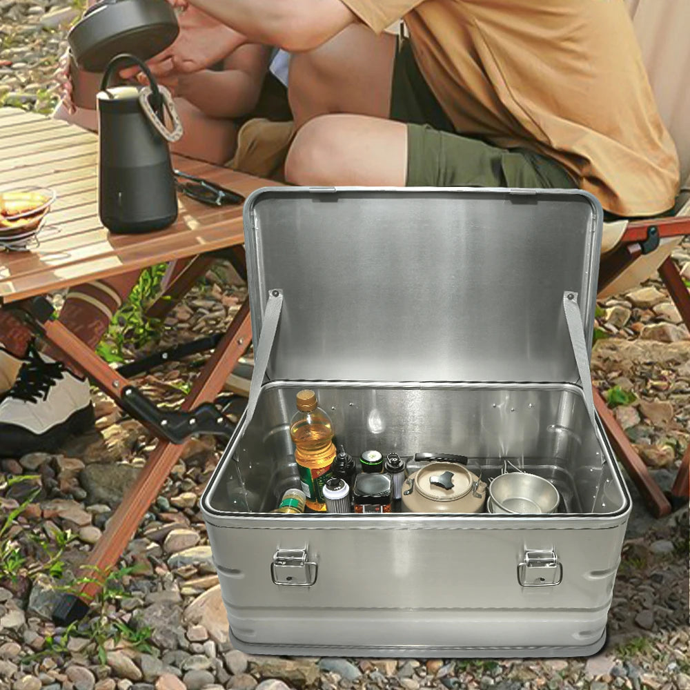 DOTWISE Outdoor Storage Box 30-80L Large Capacity Aluminum Alloy Box For Camping Picnics Travel Home Storage Organization