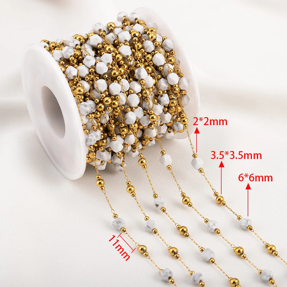 0.5 Meter 1 Meter Stainless Steel Irregular Stone Beaded Chain for DIY Boho Necklaces Handmade Bracelets Jewelry Making Supplies