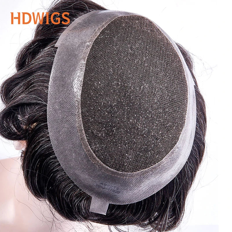 Men Toupee Capillary Prothesis Lace PU Indian Human Hair Wig for Man Australia Toupee Hairpiece Natural Hair System Durable Wigs