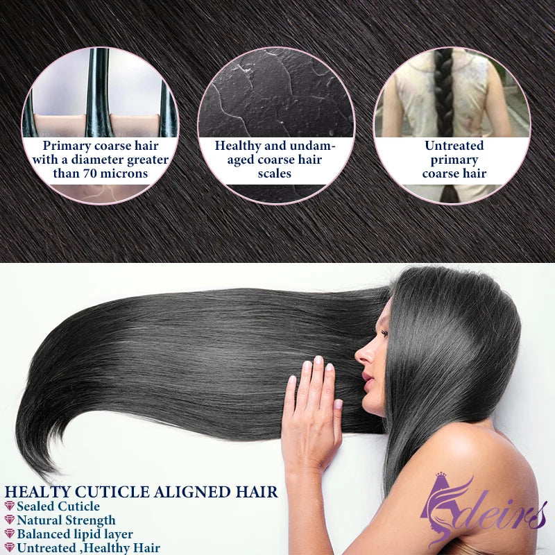 ADEIRS Straight Human Hair Weft Bundles European Remy Natural Human Hair Extension 14"-24" Can Curly Double Hair Weaves Blonde