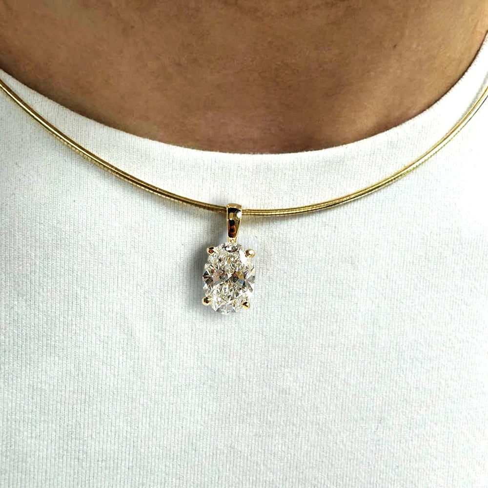 BXINY 3-5carat Oval Cut Moissanite Collar Choker Necklace 100% S925 Silver Solitaire Diamond Pendant NeckChain Gift Fine Jewelry