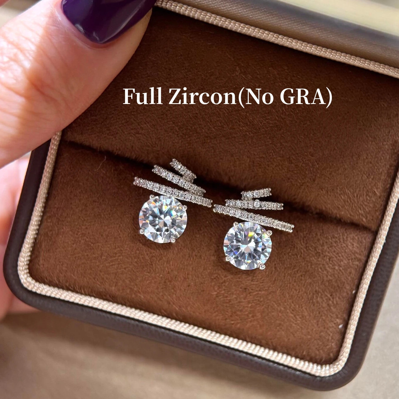 GXTRS 4CTTW Real Moissanite S925 Silver Stud Earrings For Women Sparkling Lab Diamond Wedding Party Ear Studs Fine Jewelry Gifts