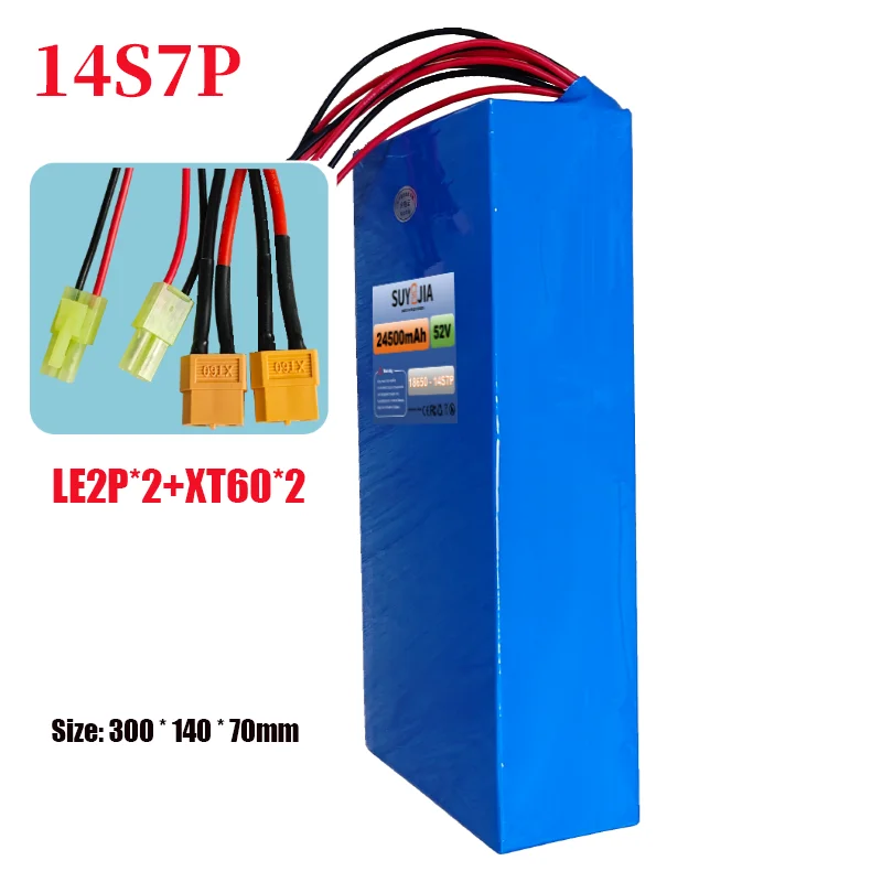 52V 14S7P 24.5Ah 18650 Lithium Battery Pack with Built-in BMS Moped Scooter Battery Suitable for Power-assisted Commuting Tools