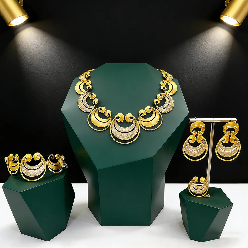 GODKI New Trendy Italy Nigeria 18k Gold Plated Colon Symbol Wedding Jewellery Set Fashion Libya Necklace Jewelry Sets