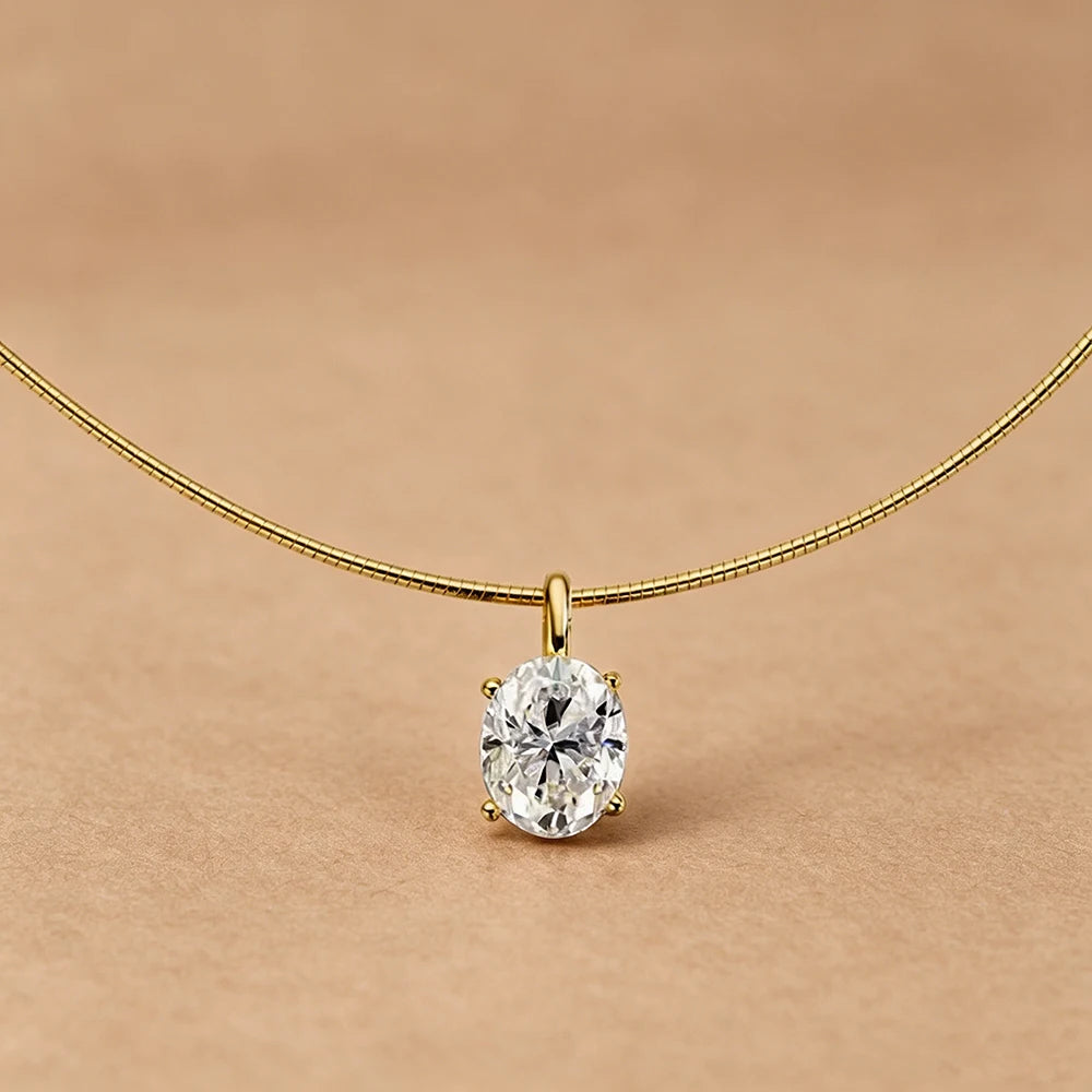 BXINY 3-5carat Oval Cut Moissanite Collar Choker Necklace 100% S925 Silver Solitaire Diamond Pendant NeckChain Gift Fine Jewelry
