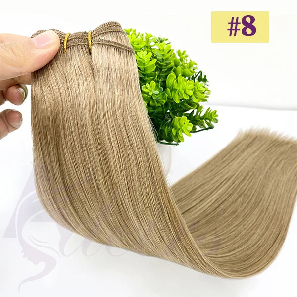 ADEIRS Straight Human Hair Weft Bundles European Remy Natural Human Hair Extension 14"-24" Can Curly Double Hair Weaves Blonde