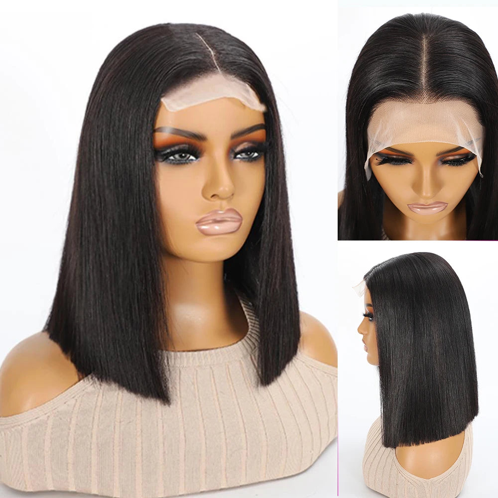 100% Human Hair Super Double Drawn Bone Straight Bob Human Hair Wigs 16A Hair 13x4 5x5 2x6 Lace Wigs For Women Glueless Bob Wigs