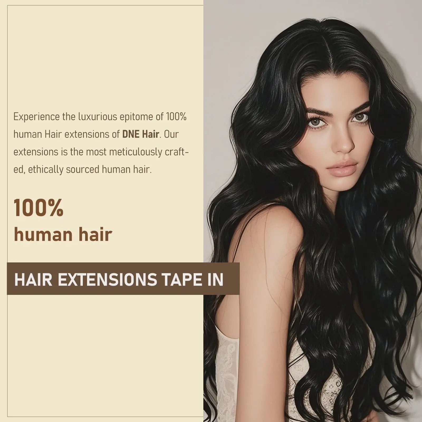 Tape in Hair Extensions Real Human Hair 18 Inches Seamless Straight Invisible Double Sided Tape in Hair Extensions #1B