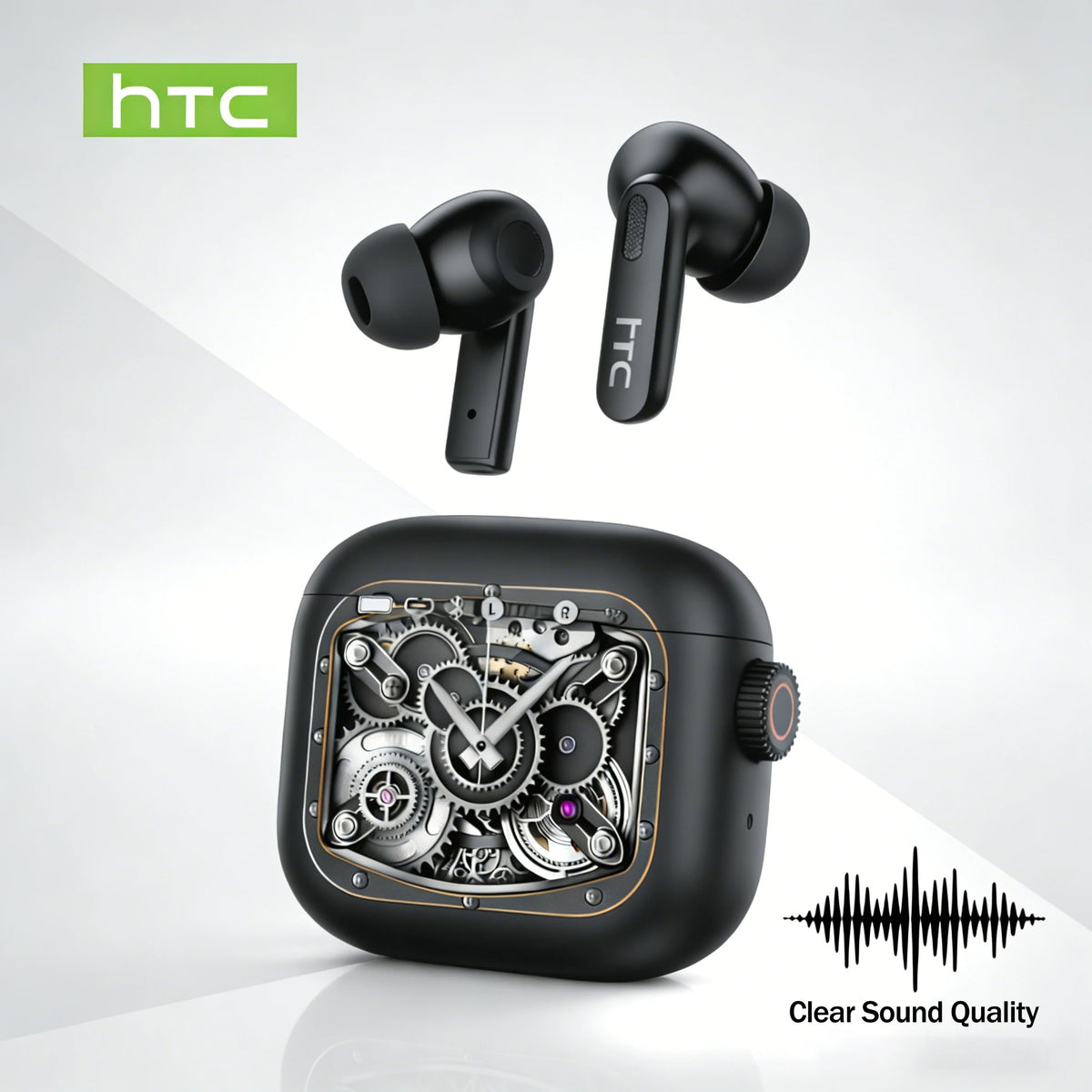 Headphones Bluetooth 5.2 TWS HTC Wireless Earphones Sports Earbuds With Microphone Full HD LCD Display Control Music Headset