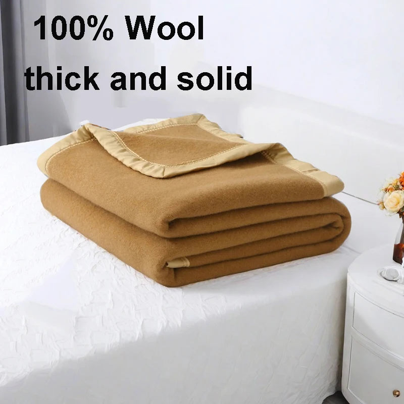 100% Wool Blankets 1.5*2/1.8*2/2*2.3m Fleece Blanket Sleeping Warm Comforter Blankets For Winter Adult Children Bedding Camping