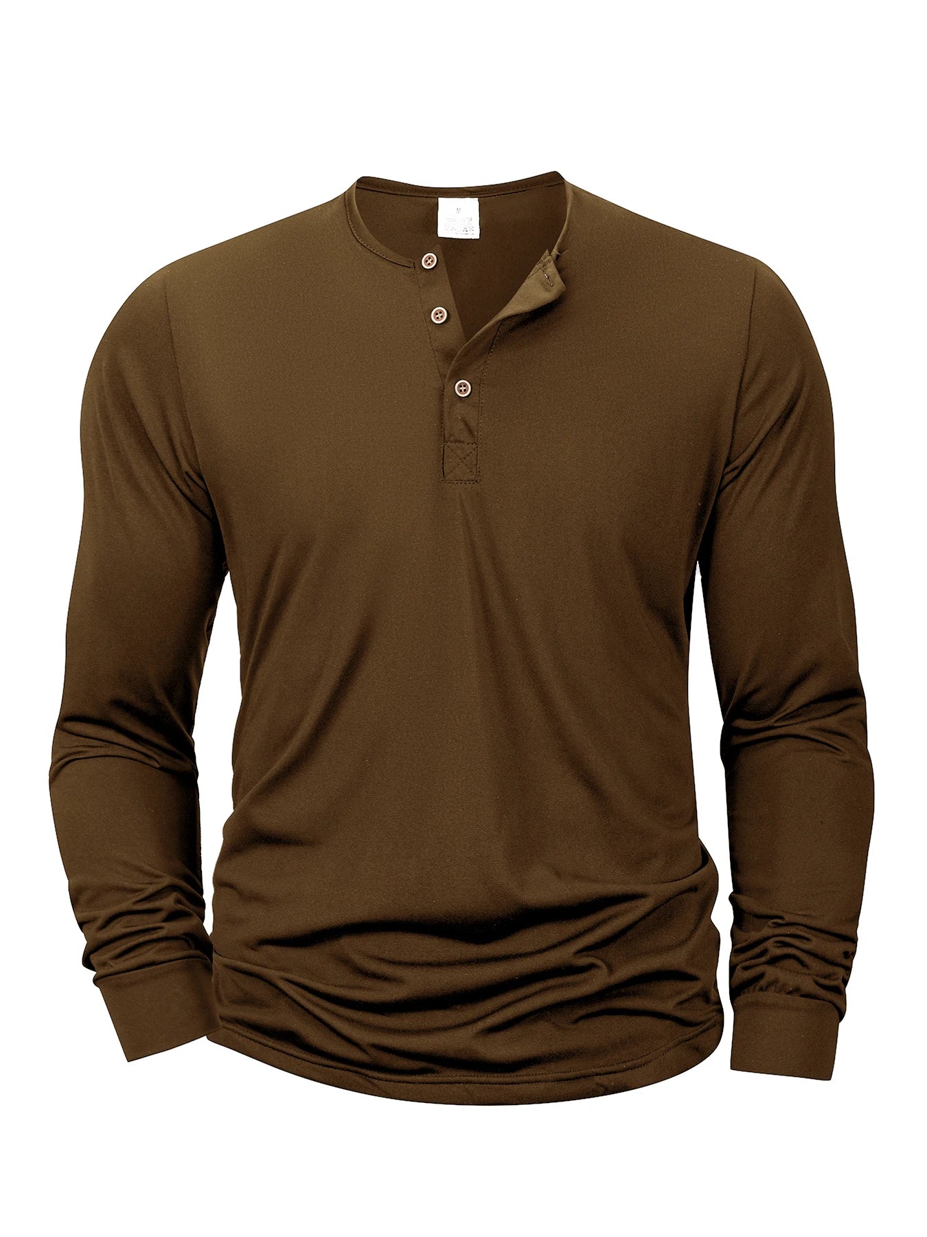 Men Long Sleeved T-shirt Slim Fit Bottoming Shirt Fitness Tops Tees Button Henley Neck Casual Cozy Tshirt