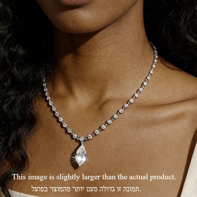 Smyoue 18k Plated Marquise Cut Moissanite Tennis Necklace for Women Choker Lab Diamond D Color Chain 925 Sterling Silver Jewelry