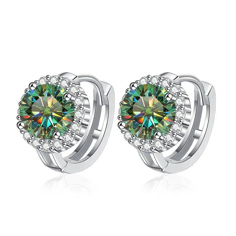 TY 0.5ct 1ct Pink Moissanite Earrings Women S925 Silver Black Blue Green Grey Rainbow Lab Diamond Wedding Studs Earring