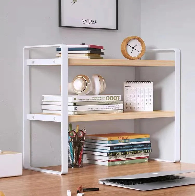 Shelf Desktop Storage  Bookshelf Student Desk Shelves Racks Office Computer Desk Tiered Cabinet Home Storage Holders Organizer