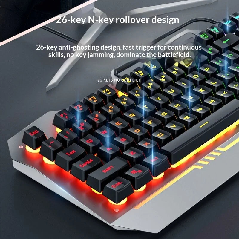 F3010 Mechanical Feel Wired Keyboard Ergonomic Design for Gaming Office Laptop Desktop Computer Home Adult