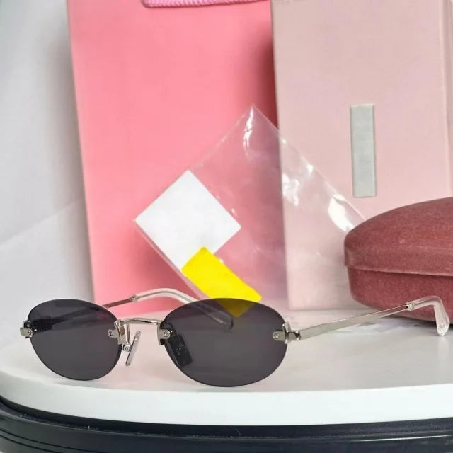 New Oval Rimless Sunglasses For Women Brand Desinger Fashion Ladies Small Eyeglasses Girls Travel Driving Goggles SUN GLASSES